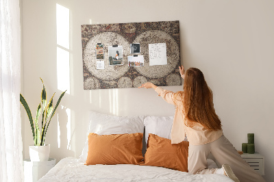 Tableau affichage liège Carte du monde antique avec détails géographiques