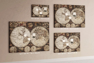 Tableau affichage liège Carte du monde antique avec détails géographiques