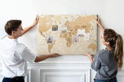 Tableau de liège Carte du monde antique dans des tons de brun