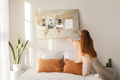 Tableau de liège Carte du monde antique dans des tons de brun