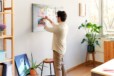 Tableau en liège Carte du monde avec les continents colorés