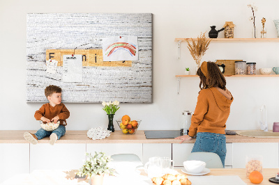 Tableau affichage liège Souvenirs de famille sur fond de bois