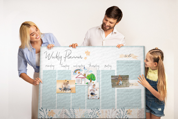Tableau en liège Motif floral sur le planning hebdomadaire