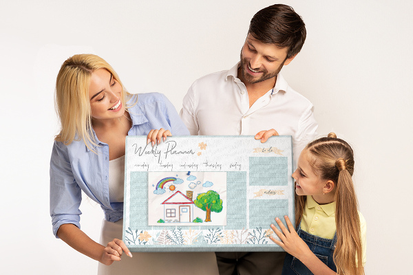 Tableau en liège Motif floral sur le planning hebdomadaire