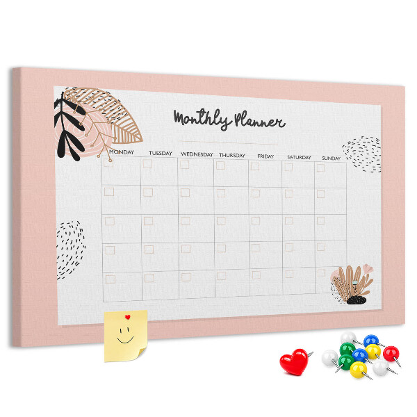 Tableau de liège Un agenda mensuel élégant orné de motifs floraux