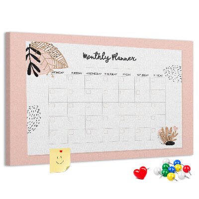 Tableau de liège Un agenda mensuel élégant orné de motifs floraux