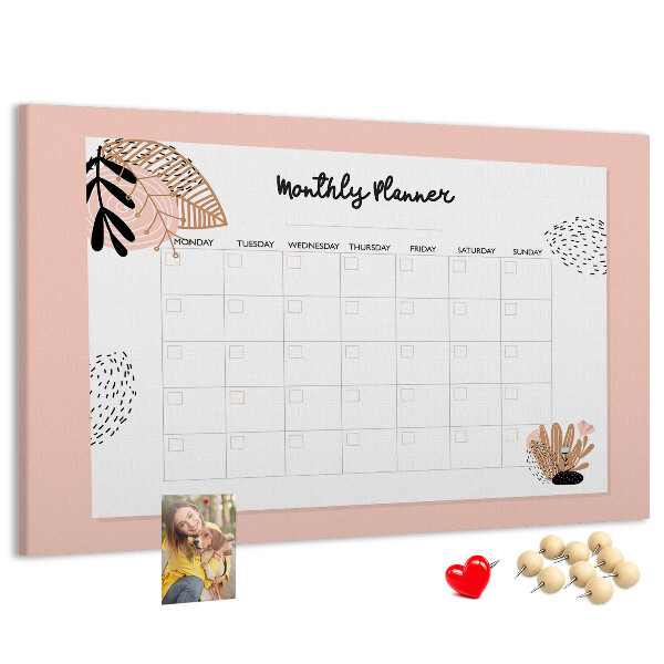 Tableau de liège Un agenda mensuel élégant orné de motifs floraux