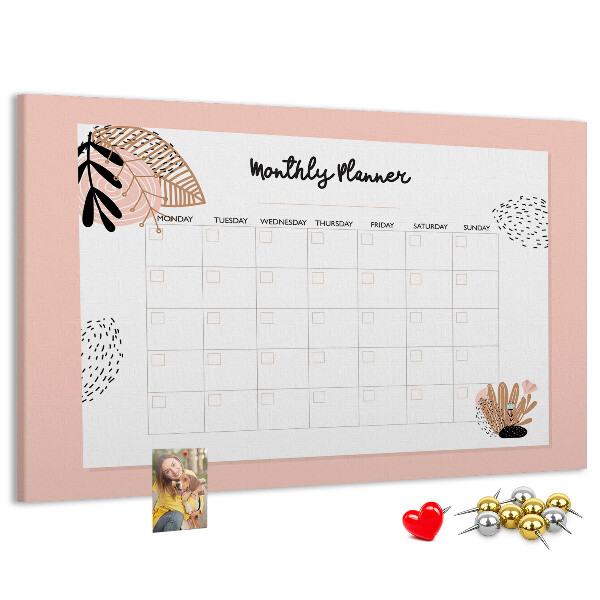 Tableau de liège Un agenda mensuel élégant orné de motifs floraux