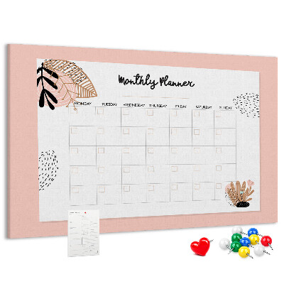Tableau de liège Un agenda mensuel élégant orné de motifs floraux