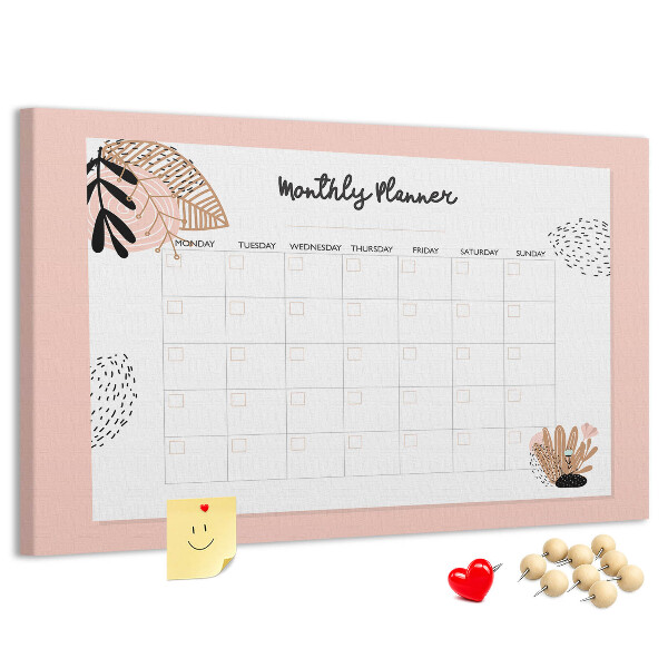 Tableau de liège Un agenda mensuel élégant orné de motifs floraux