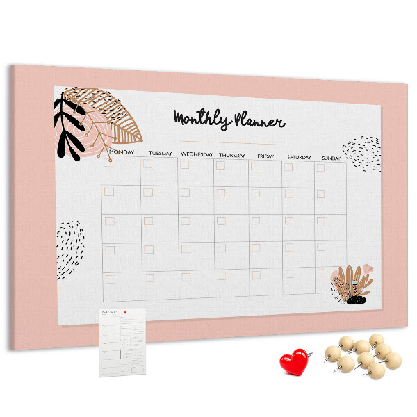 Tableau de liège Un agenda mensuel élégant orné de motifs floraux