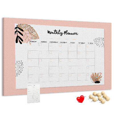 Tableau de liège Un agenda mensuel élégant orné de motifs floraux