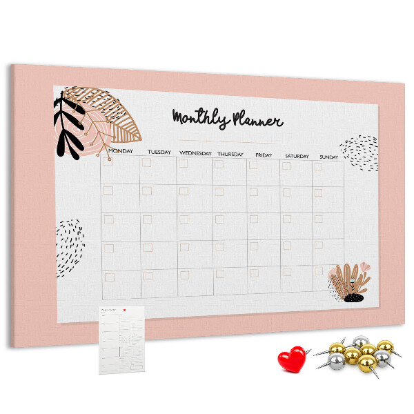 Tableau de liège Un agenda mensuel élégant orné de motifs floraux