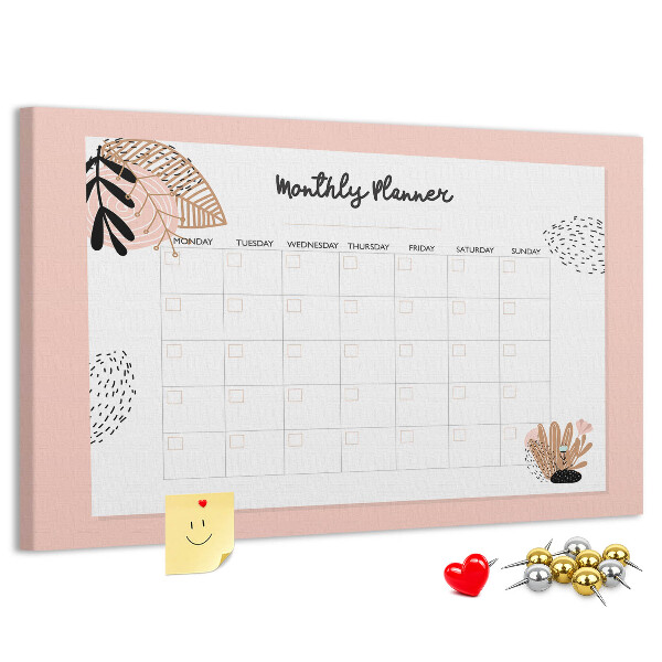 Tableau de liège Un agenda mensuel élégant orné de motifs floraux