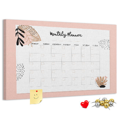 Tableau de liège Un agenda mensuel élégant orné de motifs floraux