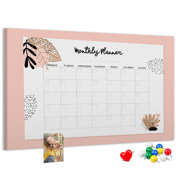 Tableau de liège Un agenda mensuel élégant orné de motifs floraux
