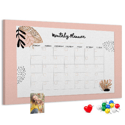 Tableau de liège Un agenda mensuel élégant orné de motifs floraux