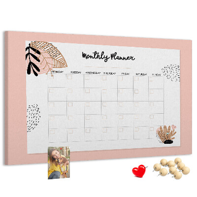 Tableau de liège Un agenda mensuel élégant orné de motifs floraux