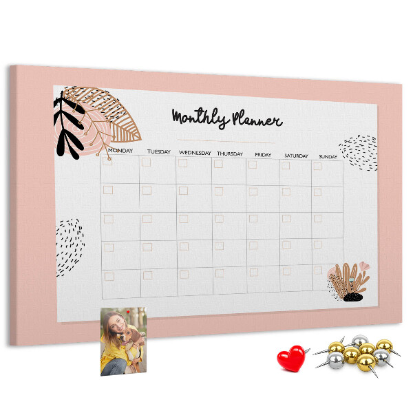 Tableau de liège Un agenda mensuel élégant orné de motifs floraux