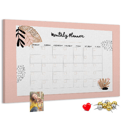 Tableau de liège Un agenda mensuel élégant orné de motifs floraux