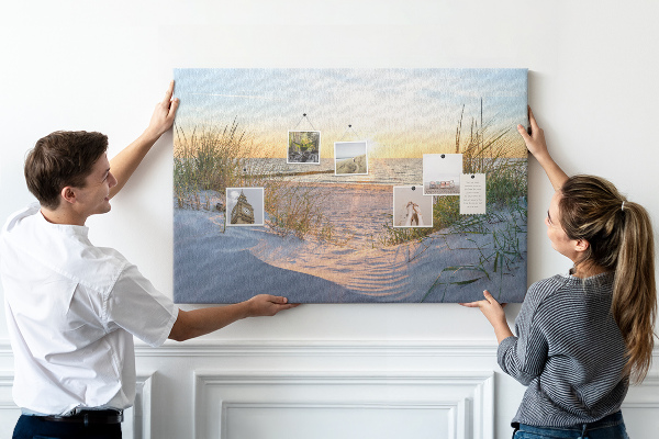 Tableau de liège Coucher de soleil sur la plage et les dunes