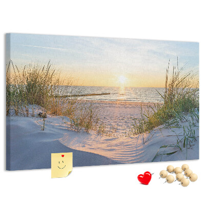Tableau de liège Coucher de soleil sur la plage et les dunes