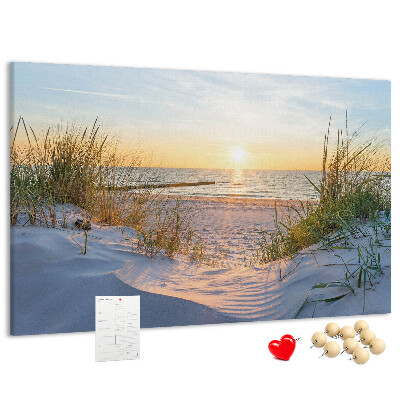 Tableau de liège Coucher de soleil sur la plage et les dunes
