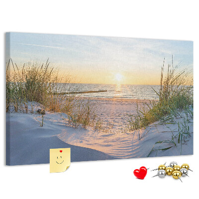 Tableau de liège Coucher de soleil sur la plage et les dunes