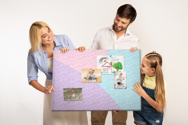 Tableau en liège Géométrie des formes pastel en couleurs.