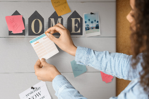 Tableau affichage liège Lettres stylisées sur fond en bois