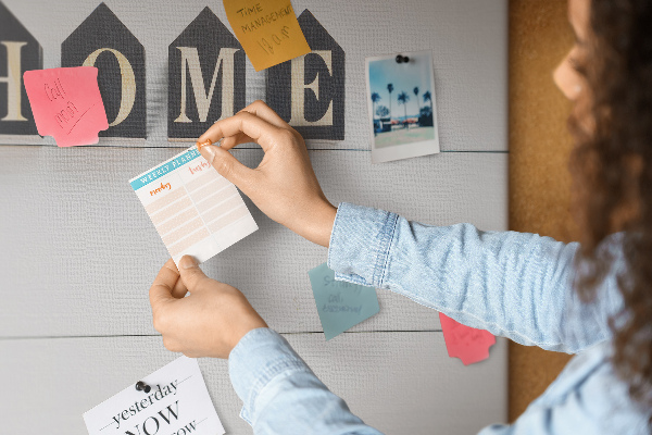 Tableau affichage liège Lettres stylisées sur fond en bois