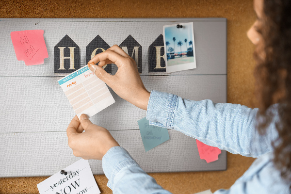 Tableau affichage liège Lettres stylisées sur fond en bois