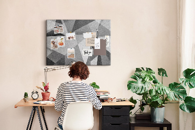 Tableau en liège formes géométriques abstraites grises et noires