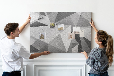 Tableau en liège formes géométriques abstraites grises et noires