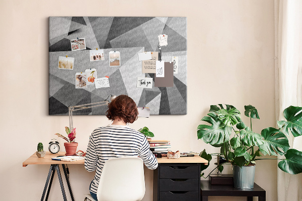 Tableau en liège formes géométriques abstraites grises et noires