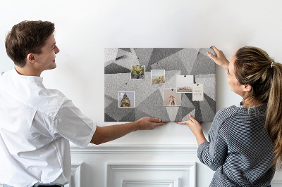 Tableau en liège formes géométriques abstraites grises et noires