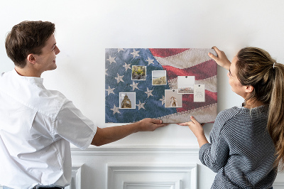 Tableau affichage liège Drapeau américain orné d'étoiles proéminentes.