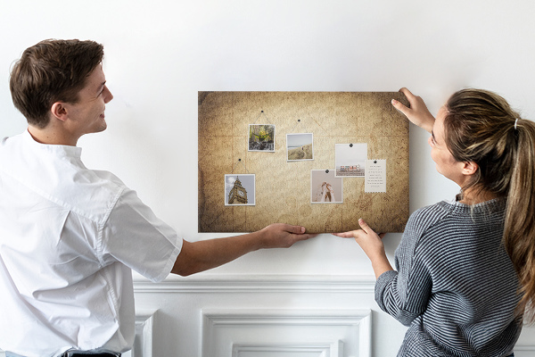 Tableau affichage liège Carte ancienne avec points marqués