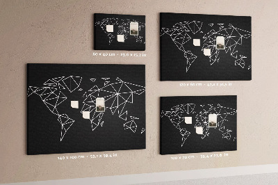 Tableau affichage liège La géométrie du monde en contours blancs