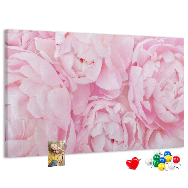 Tableau de liège Pivoines roses dans une teinte délicate.