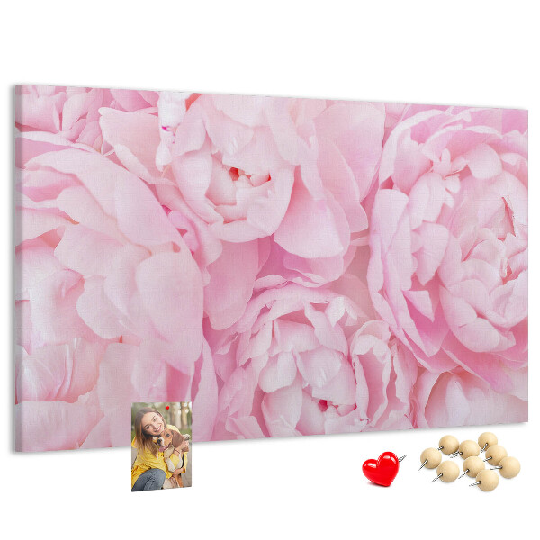 Tableau de liège Pivoines roses dans une teinte délicate.