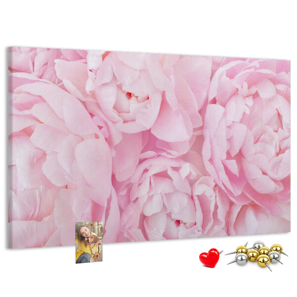 Tableau de liège Pivoines roses dans une teinte délicate.