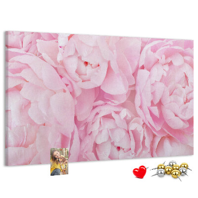 Tableau de liège Pivoines roses dans une teinte délicate.