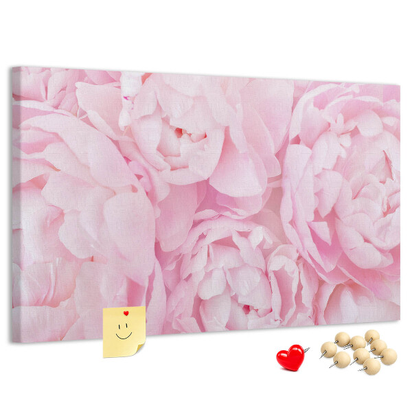 Tableau de liège Pivoines roses dans une teinte délicate.