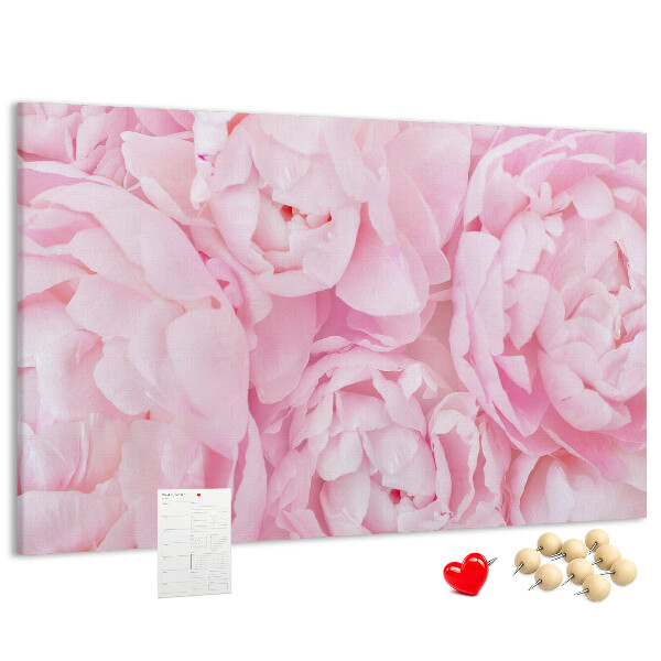 Tableau de liège Pivoines roses dans une teinte délicate.
