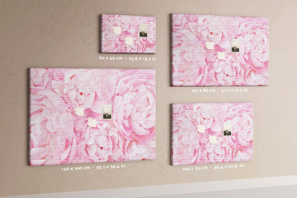 Tableau de liège Pivoines roses dans une teinte délicate.