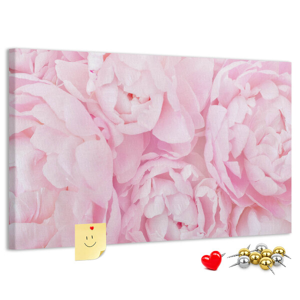 Tableau de liège Pivoines roses dans une teinte délicate.