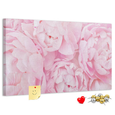 Tableau de liège Pivoines roses dans une teinte délicate.