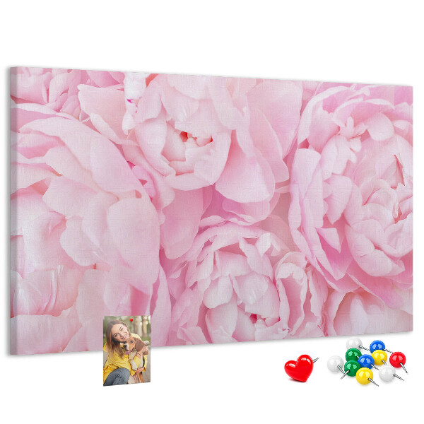 Tableau de liège Pivoines roses dans une teinte délicate.