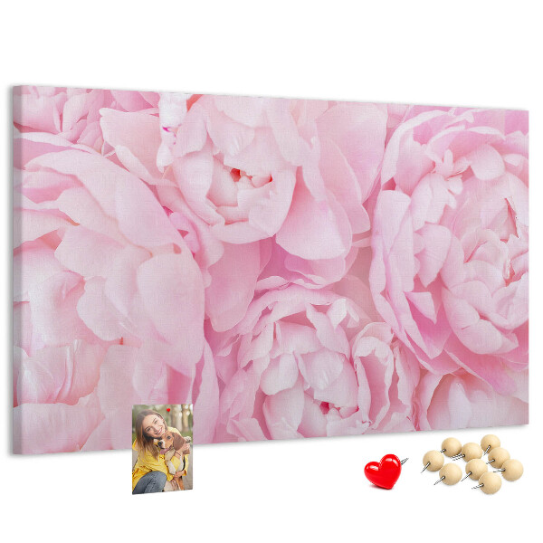 Tableau de liège Pivoines roses dans une teinte délicate.